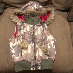 Camouflage bomber sleeveless Jacket